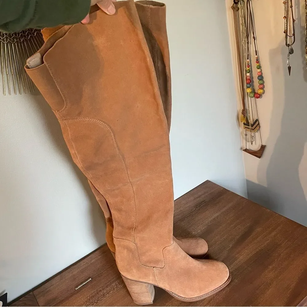 Kelsey Dagger Brooklyn Tan Suede Over the Knee Boots Sz 8.5 Fall Western Chic